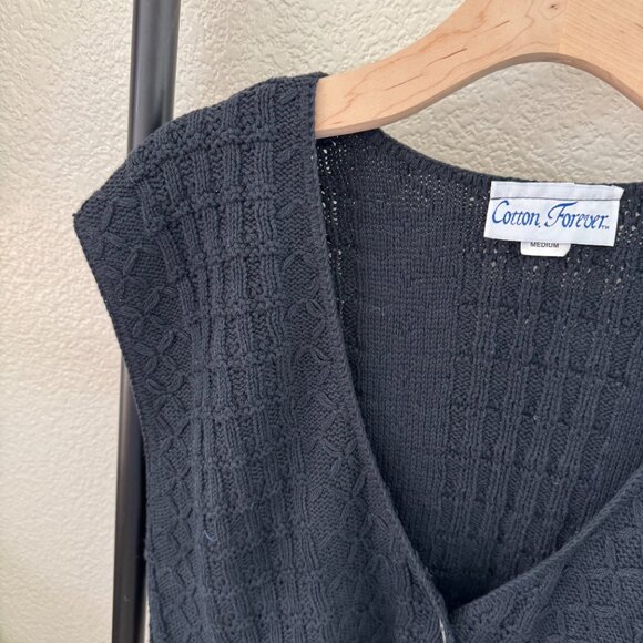 Vintage Navy Knit Sweater Vest with Shell Buttons - Picture 5 of 6